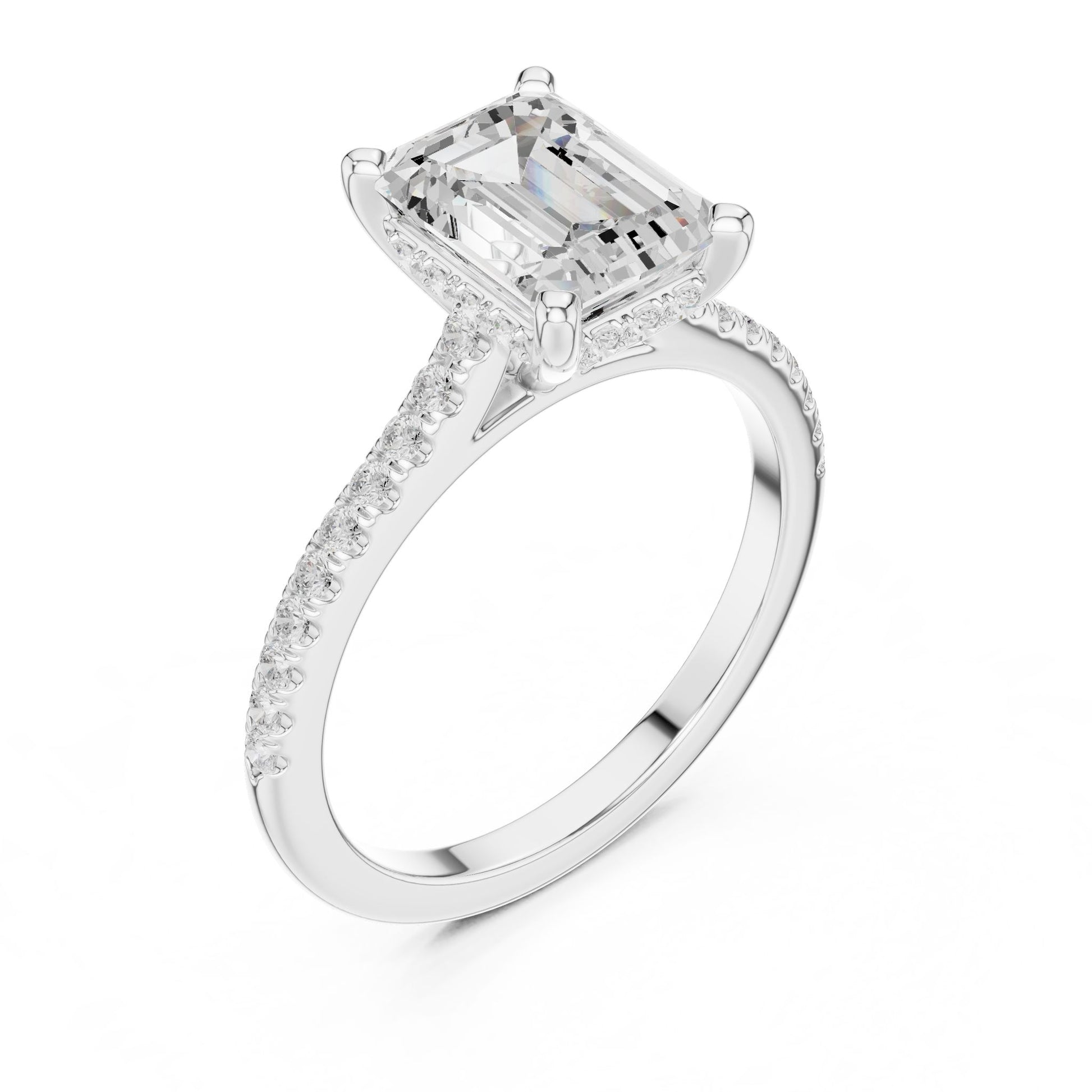 Emerald Lab Grown Diamond Pave Engagement Ring