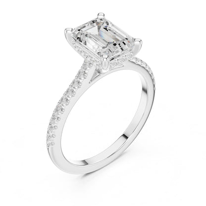 Emerald Lab Grown Diamond Pave Engagement Ring