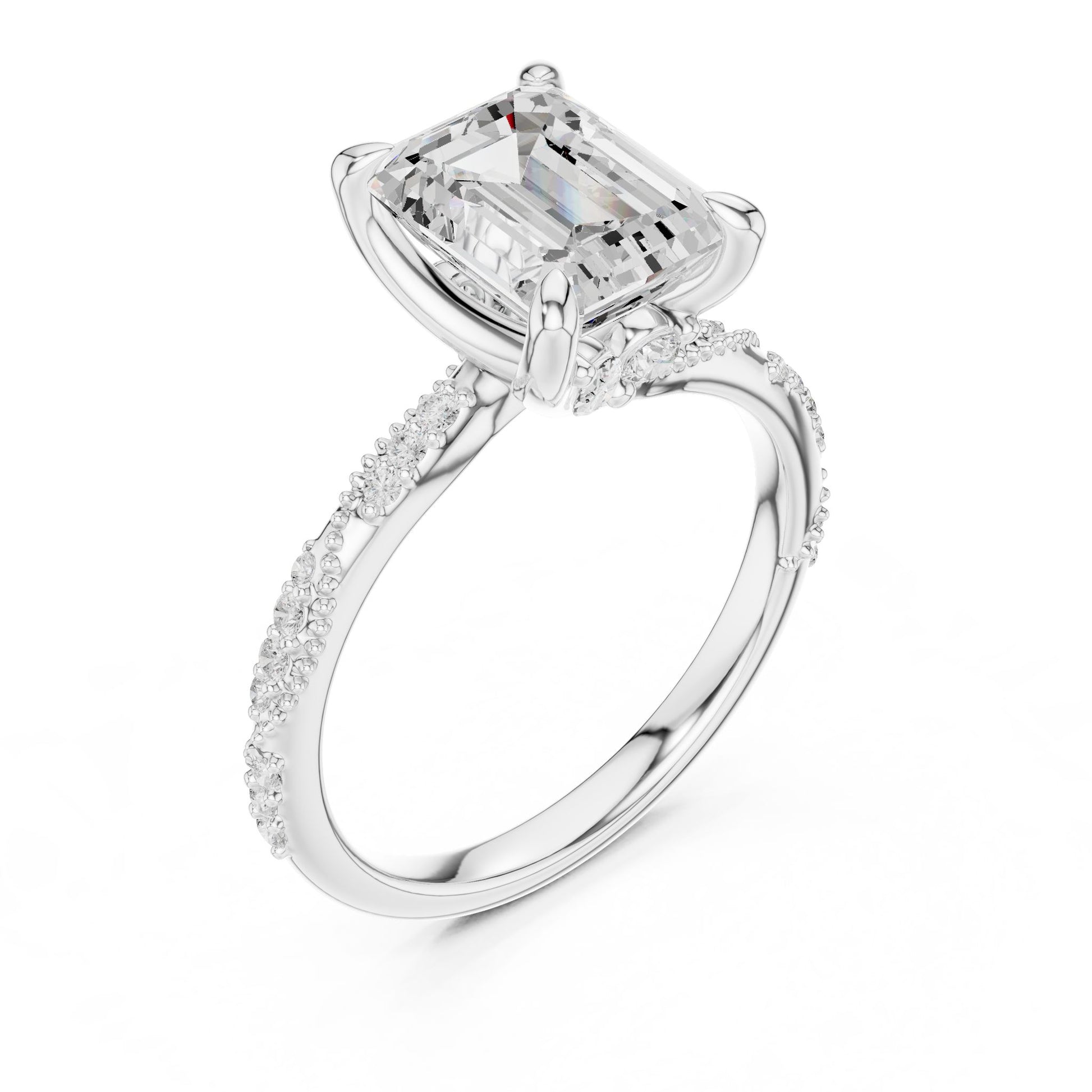Emerald Lab Grown Diamond Pave Engagement Ring