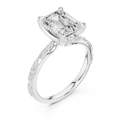 Emerald Lab Grown Diamond Pave Engagement Ring