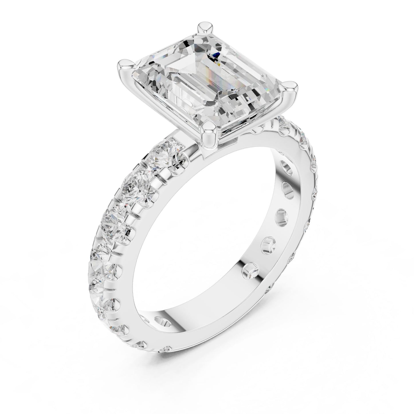 Emerald Lab Grown Diamond Pave Engagement Ring