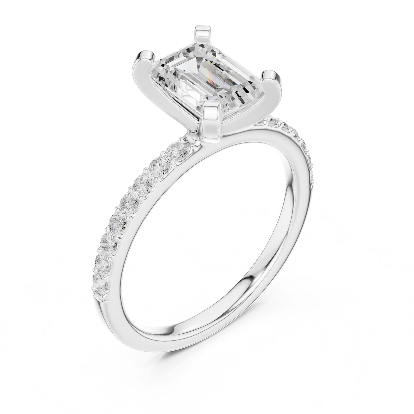 Emerald Lab Grown Diamond Pave Engagement Ring