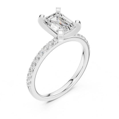 Emerald Lab Grown Diamond Pave Engagement Ring