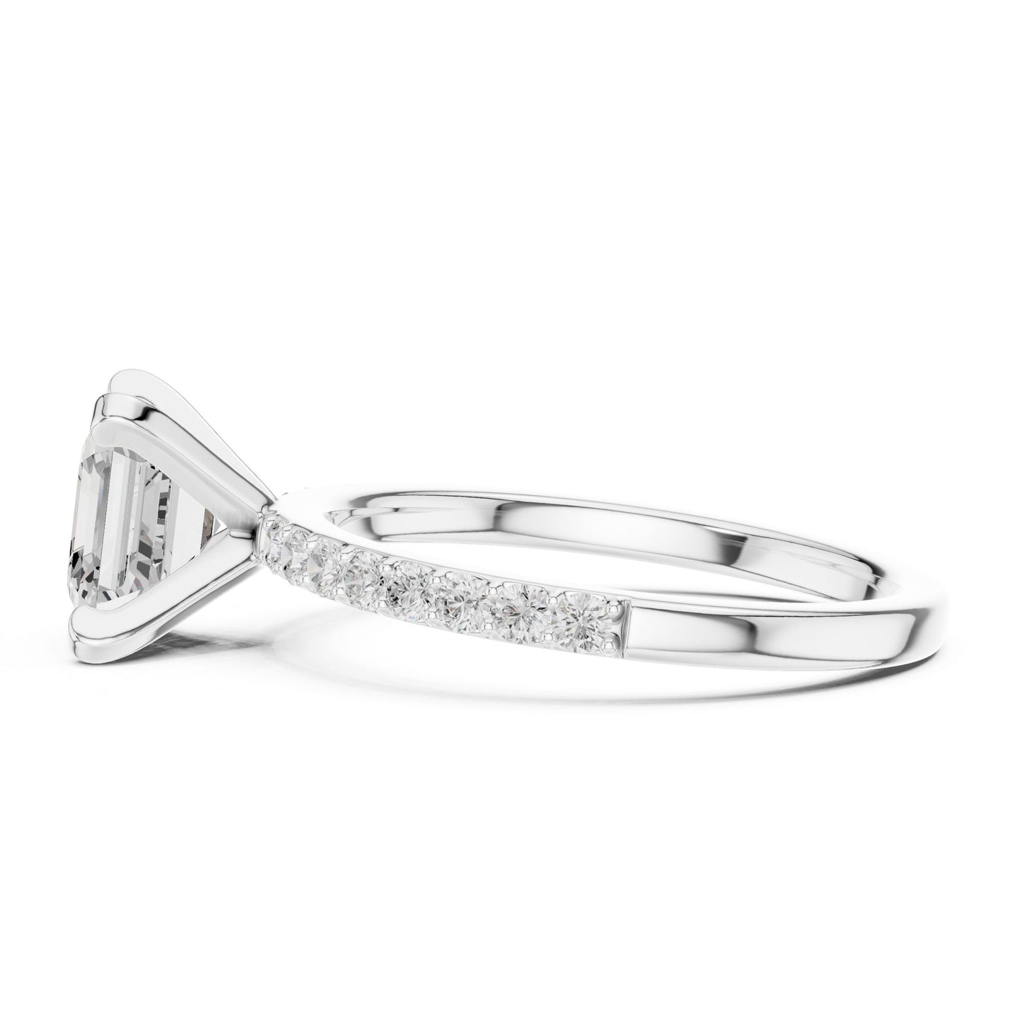 Emerald Lab Grown Diamond Pave Engagement Ring