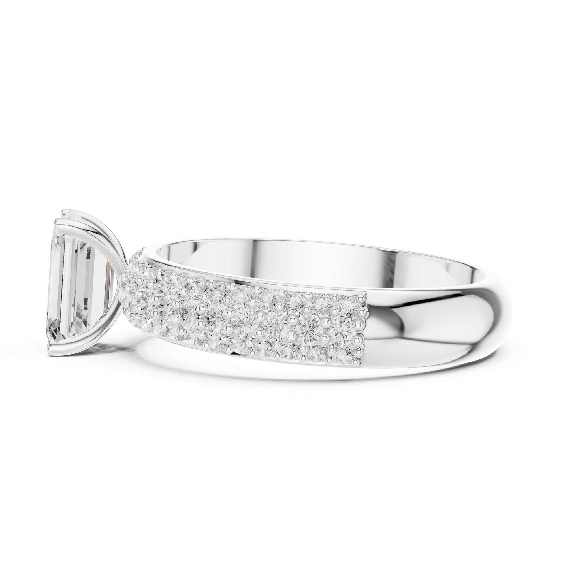 Emerald Lab Grown Diamond Pave Engagement Ring