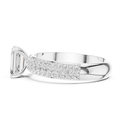 Emerald Lab Grown Diamond Pave Engagement Ring