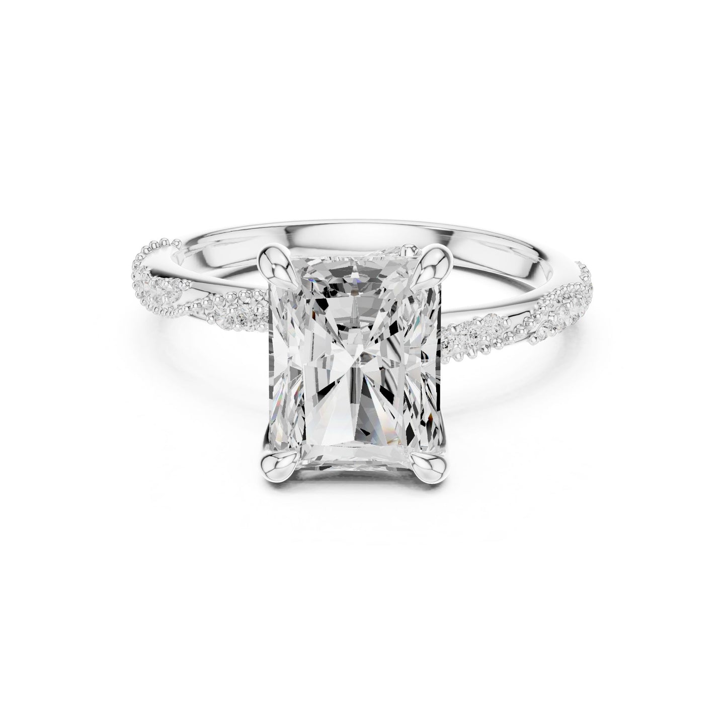 Emerald Lab Grown Diamond Pave Engagement Ring