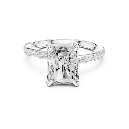Emerald Lab Grown Diamond Pave Engagement Ring