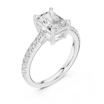Emerald Lab Grown Diamond Pave Engagement Ring