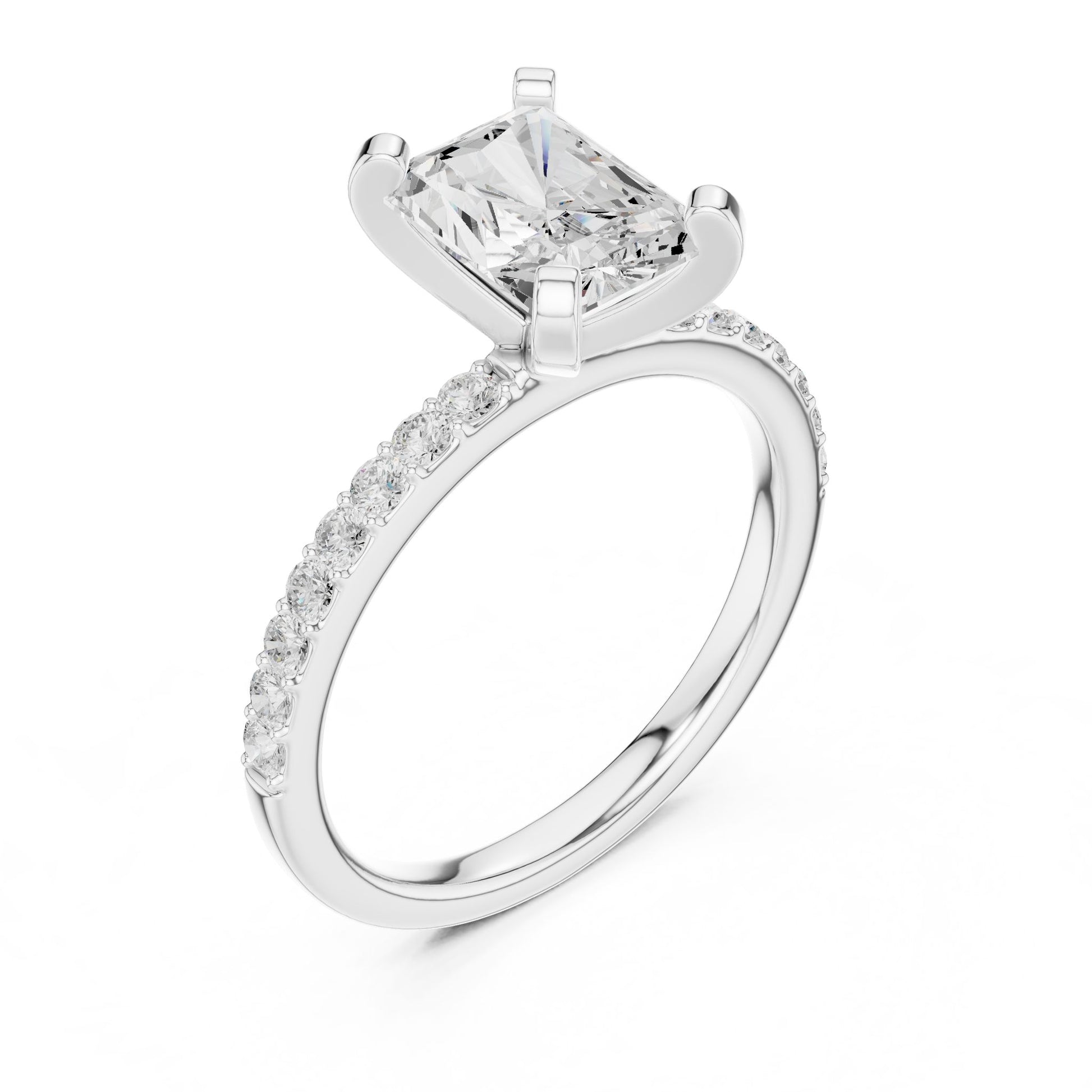 Emerald Lab Grown Diamond Pave Engagement Ring