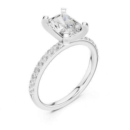 Emerald Lab Grown Diamond Pave Engagement Ring