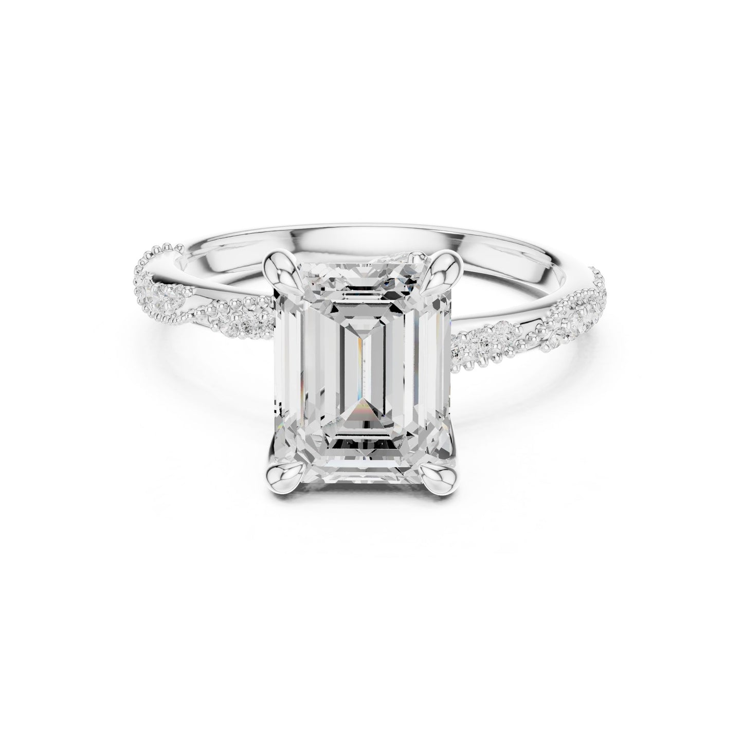 Emerald Lab Grown Diamond Pave Engagement Ring