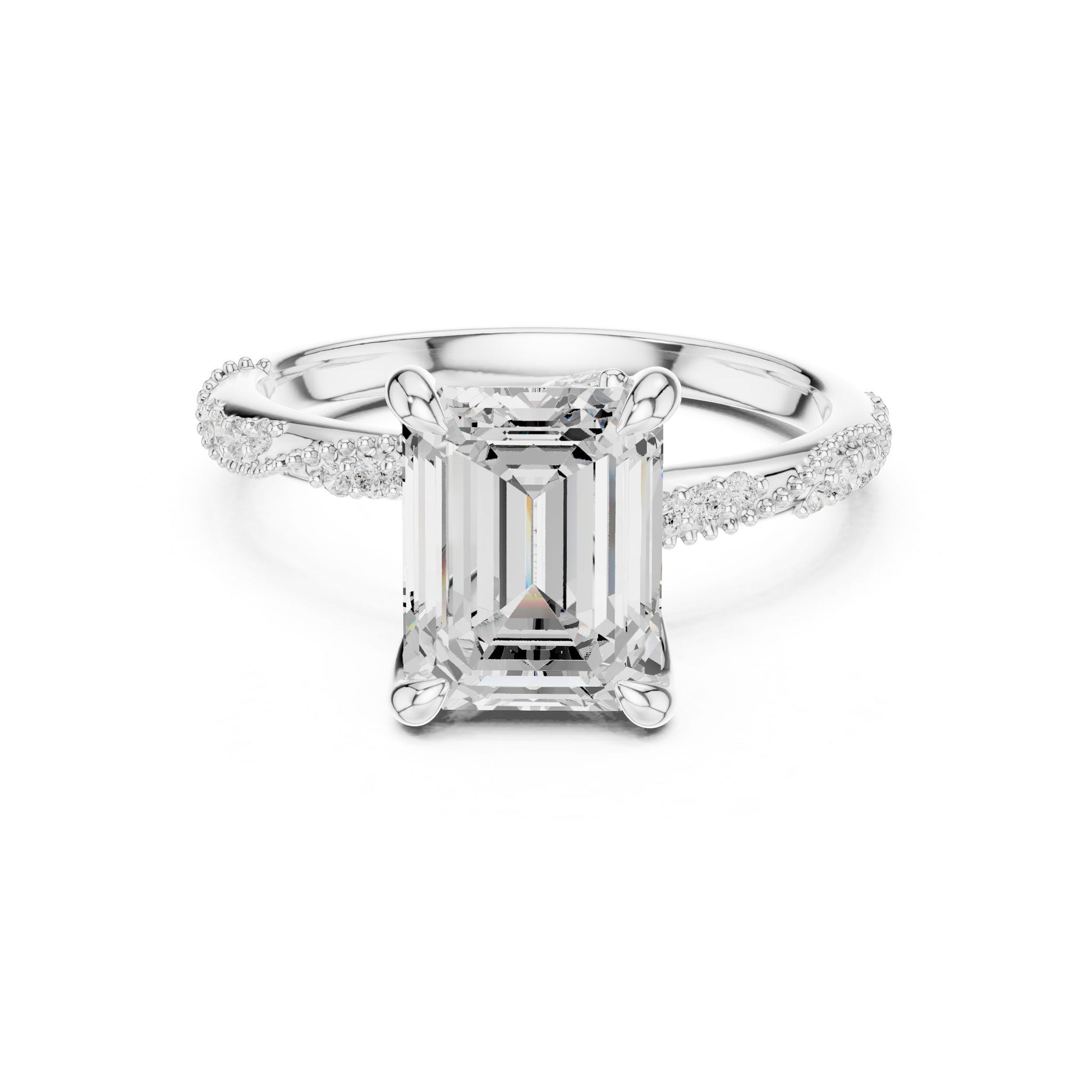 Emerald Lab Grown Diamond Pave Engagement Ring