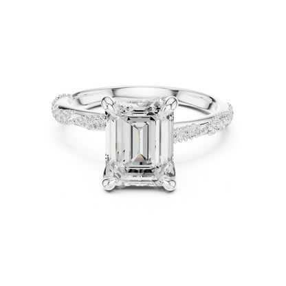 Emerald Lab Grown Diamond Pave Engagement Ring