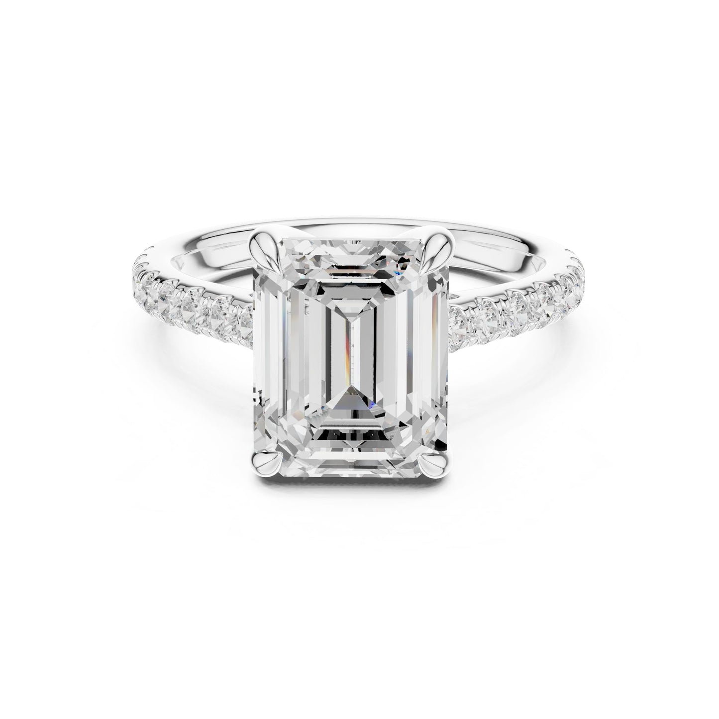 Emerald Lab Grown Diamond Pave Engagement Ring