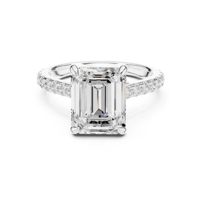Emerald Lab Grown Diamond Pave Engagement Ring