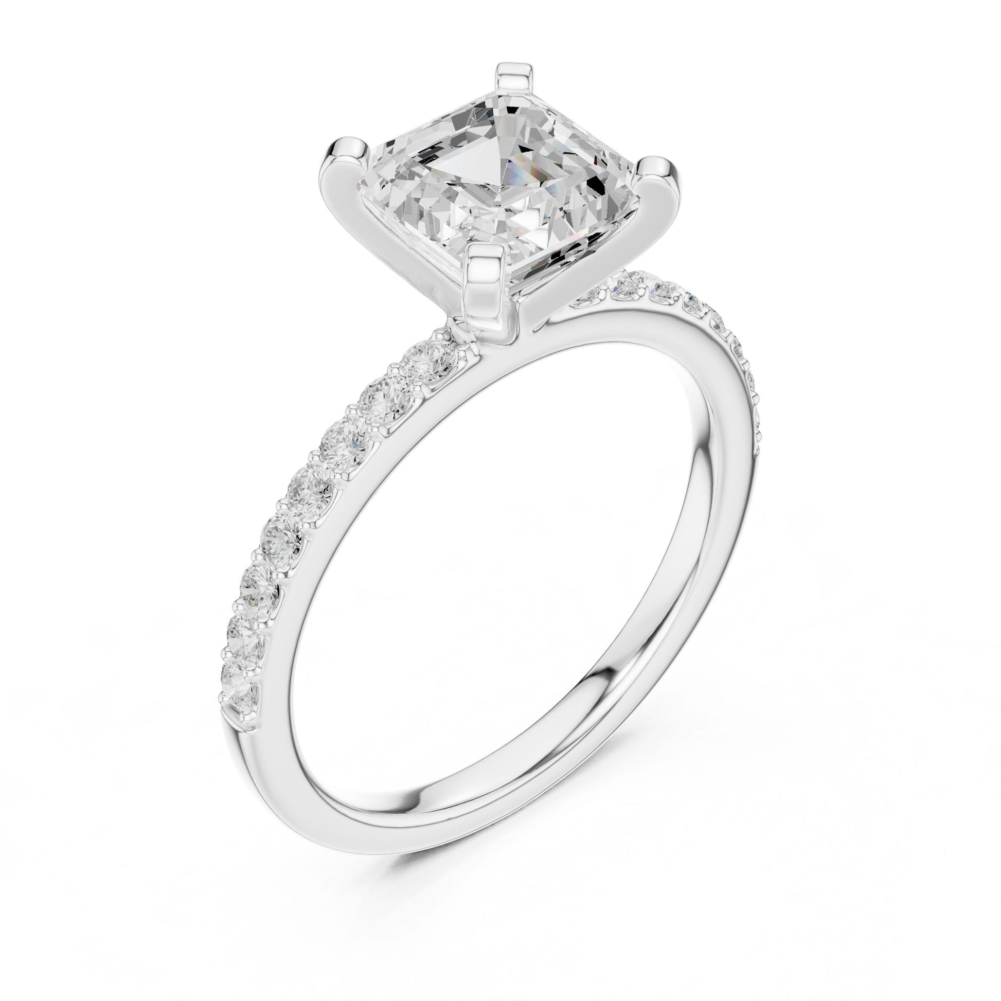 Emerald Lab Grown Diamond Pave Engagement Ring