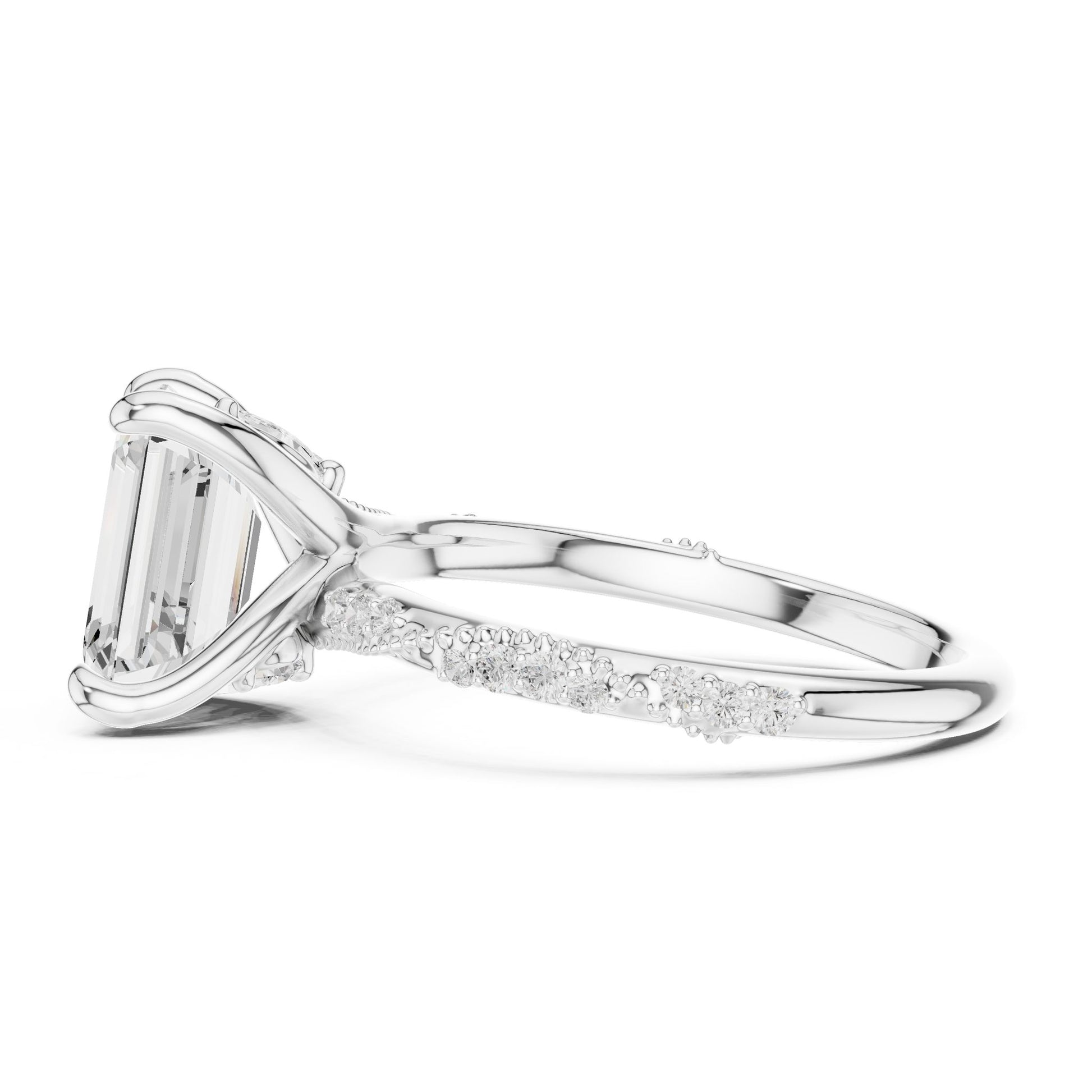 Emerald Lab Grown Diamond Pave Engagement Ring