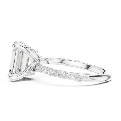 Emerald Lab Grown Diamond Pave Engagement Ring