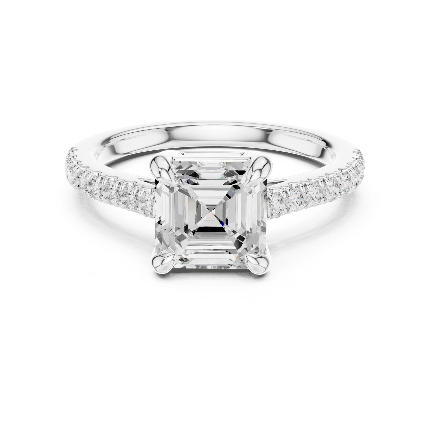 Emerald Lab Grown Diamond Pave Engagement Ring
