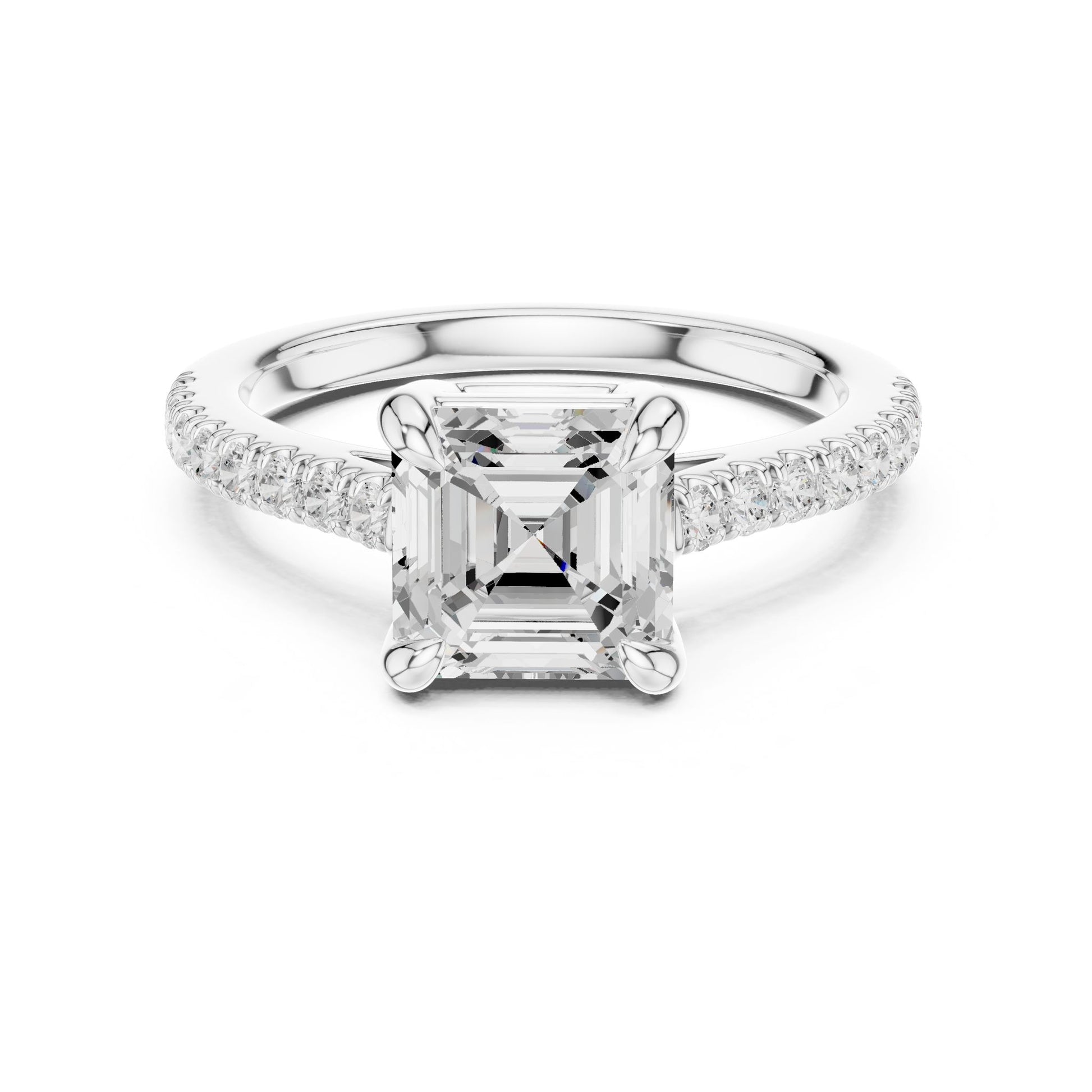 Emerald Lab Grown Diamond Pave Engagement Ring