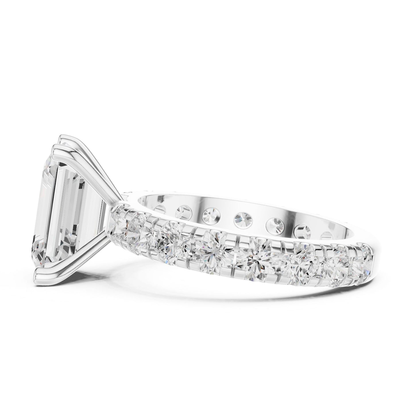 Emerald Lab Grown Diamond Pave Engagement Ring