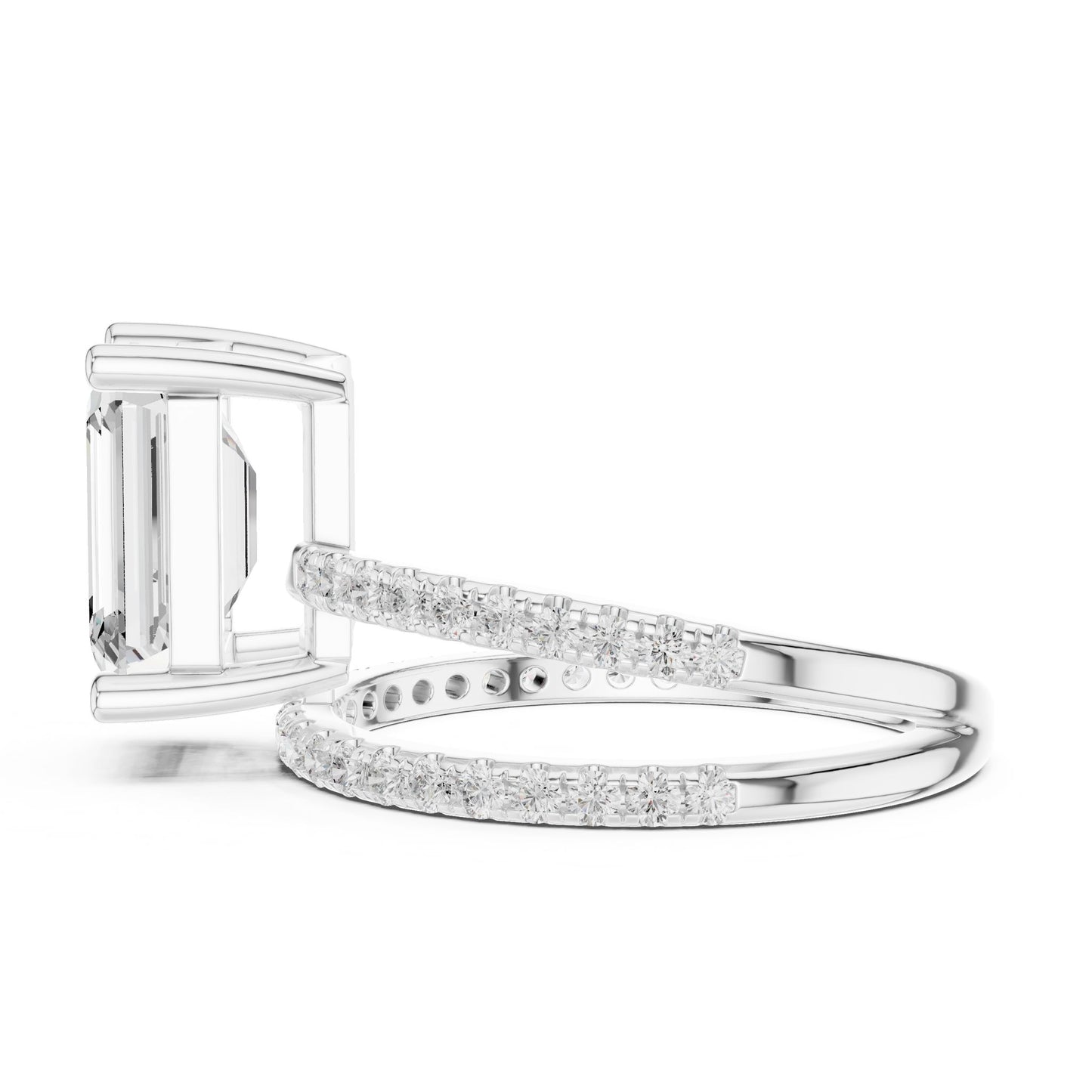 Emerald Lab Grown Diamond Pave Engagement Ring