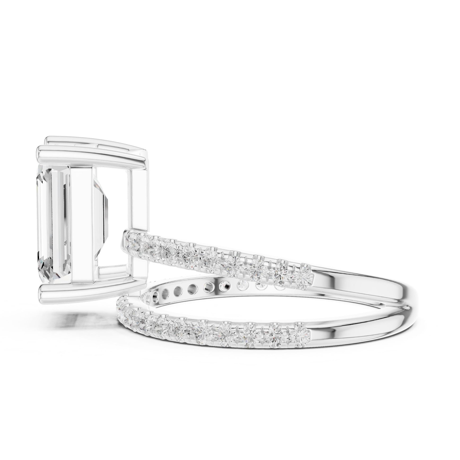 Emerald Lab Grown Diamond Pave Engagement Ring