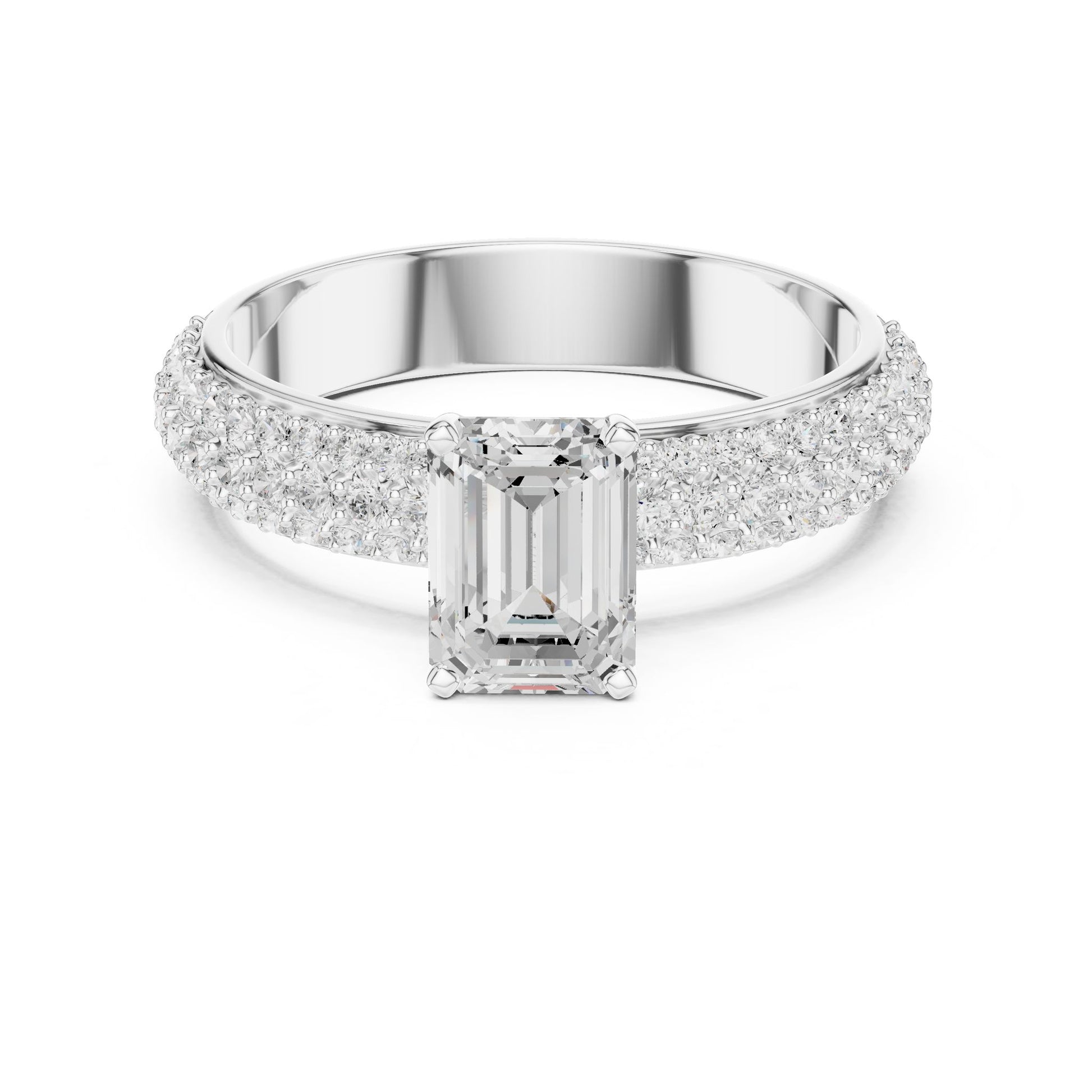 Emerald Lab Grown Diamond Pave Engagement Ring