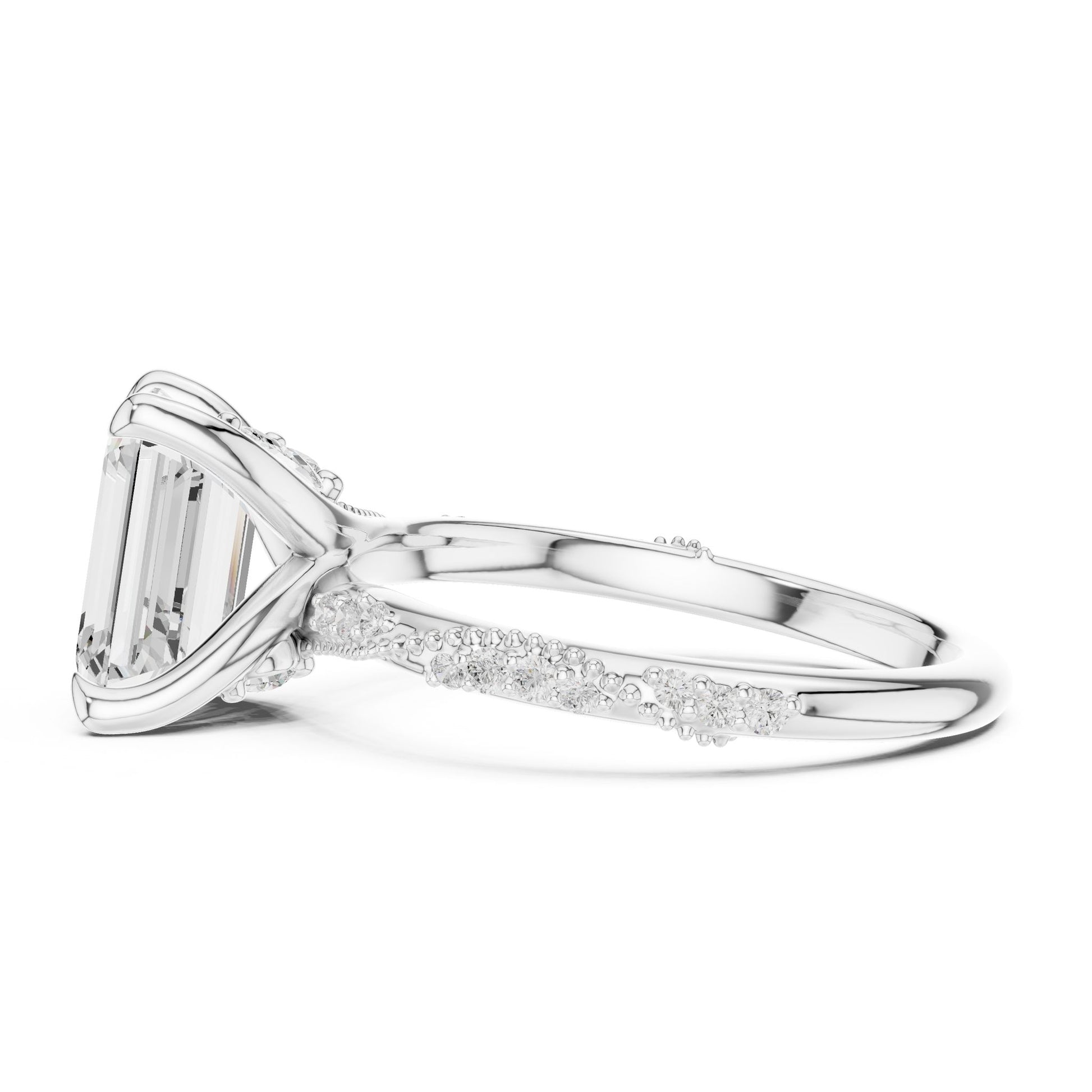 Emerald Lab Grown Diamond Pave Engagement Ring