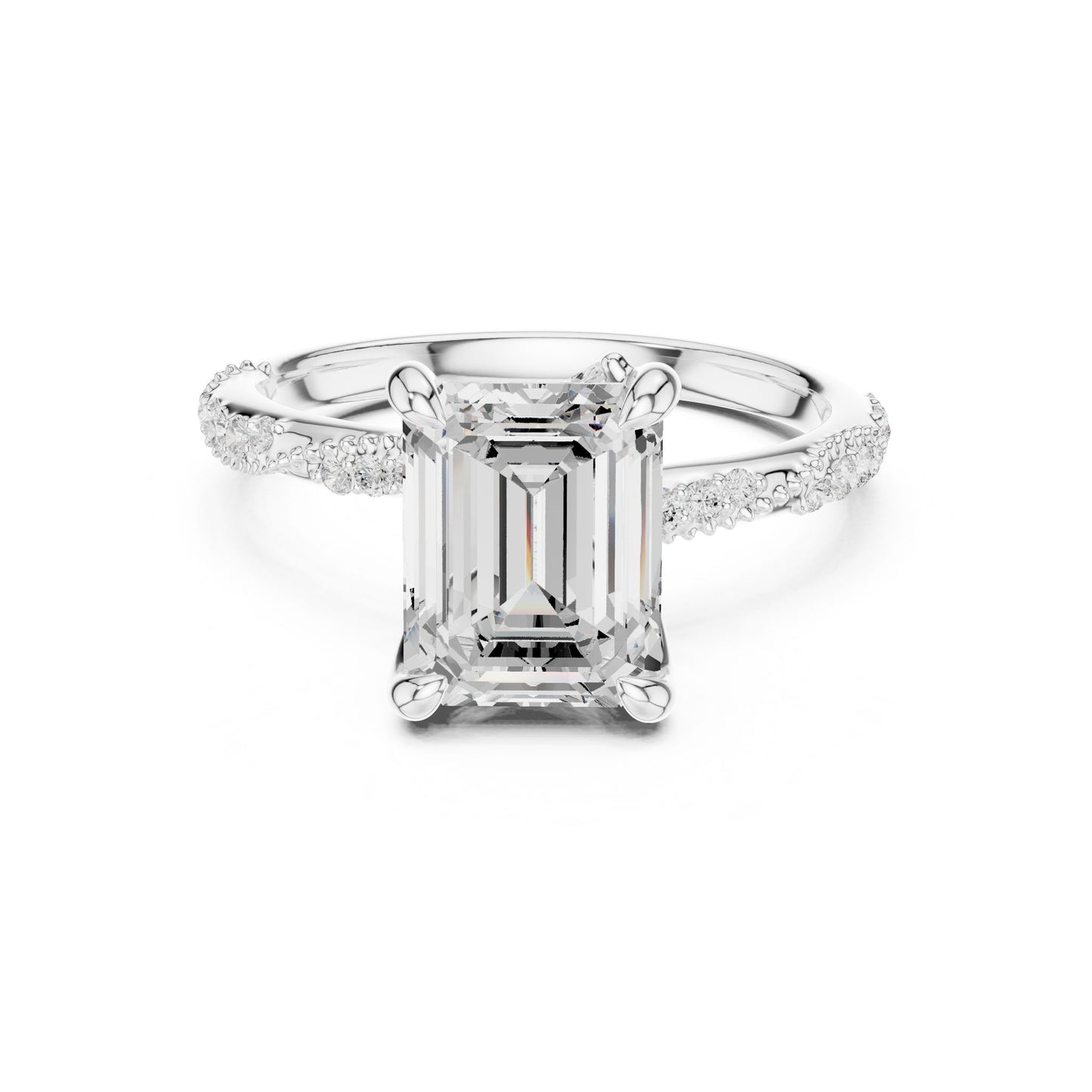 Emerald Lab Grown Diamond Pave Engagement Ring