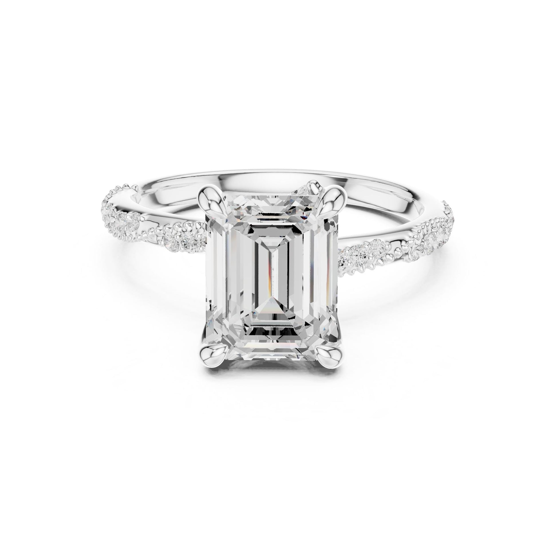 Emerald Lab Grown Diamond Pave Engagement Ring