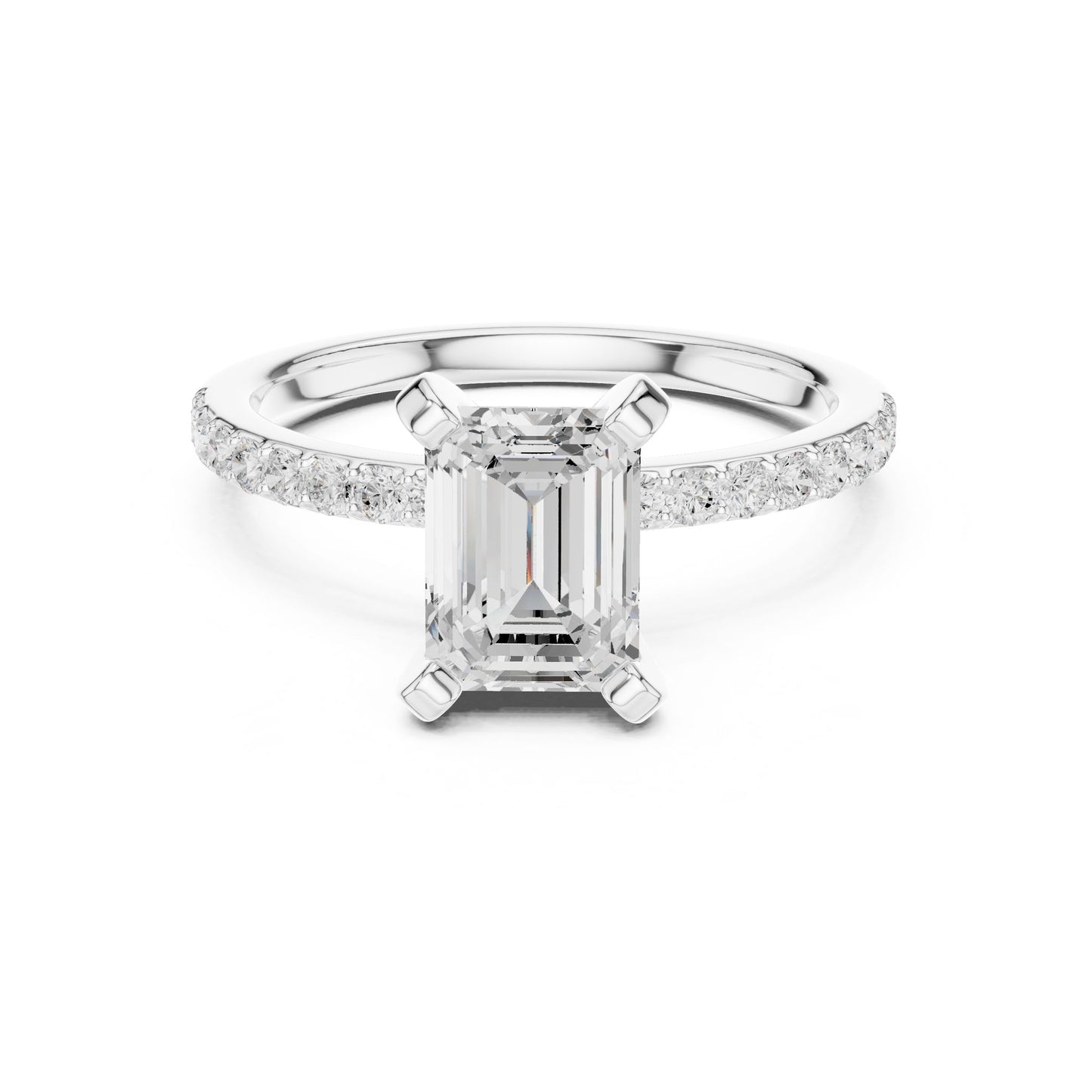 Emerald Lab Grown Diamond Pave Engagement Ring
