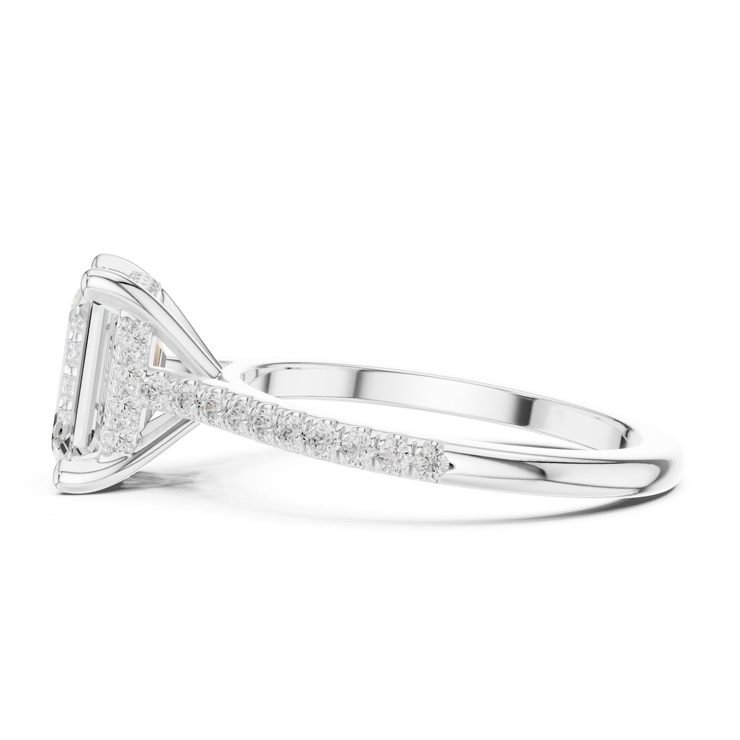 Emerald Lab Grown Diamond Pave Engagement Ring