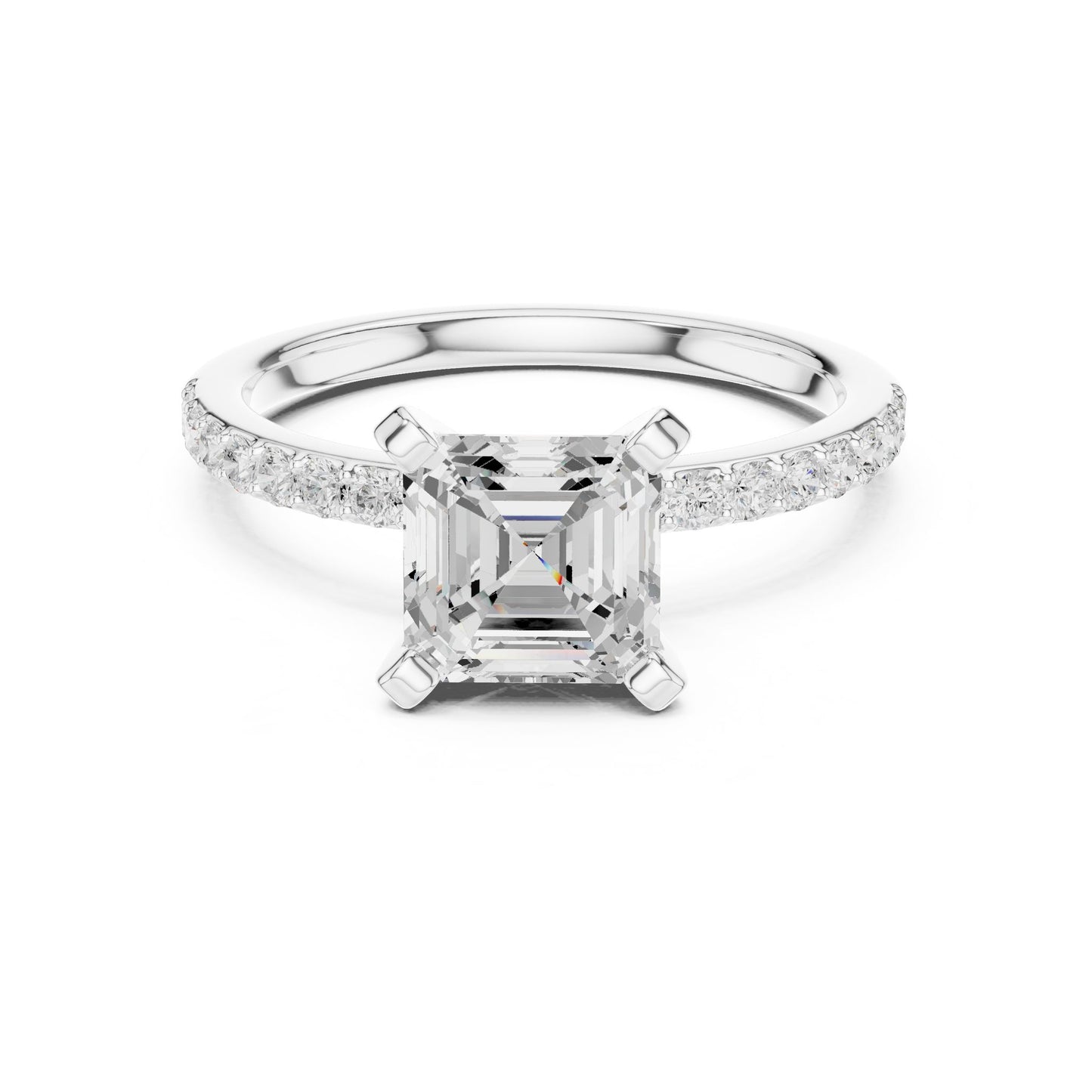 Emerald Lab Grown Diamond Pave Engagement Ring