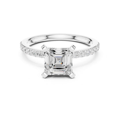 Emerald Lab Grown Diamond Pave Engagement Ring