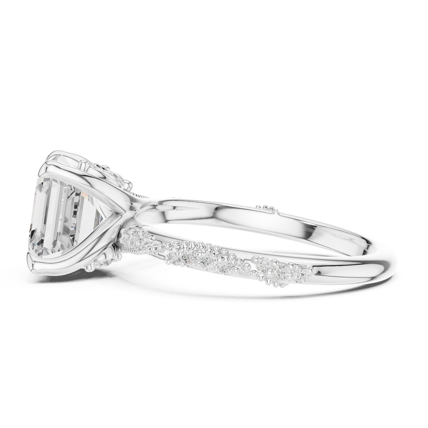 Emerald Lab Grown Diamond Pave Engagement Ring
