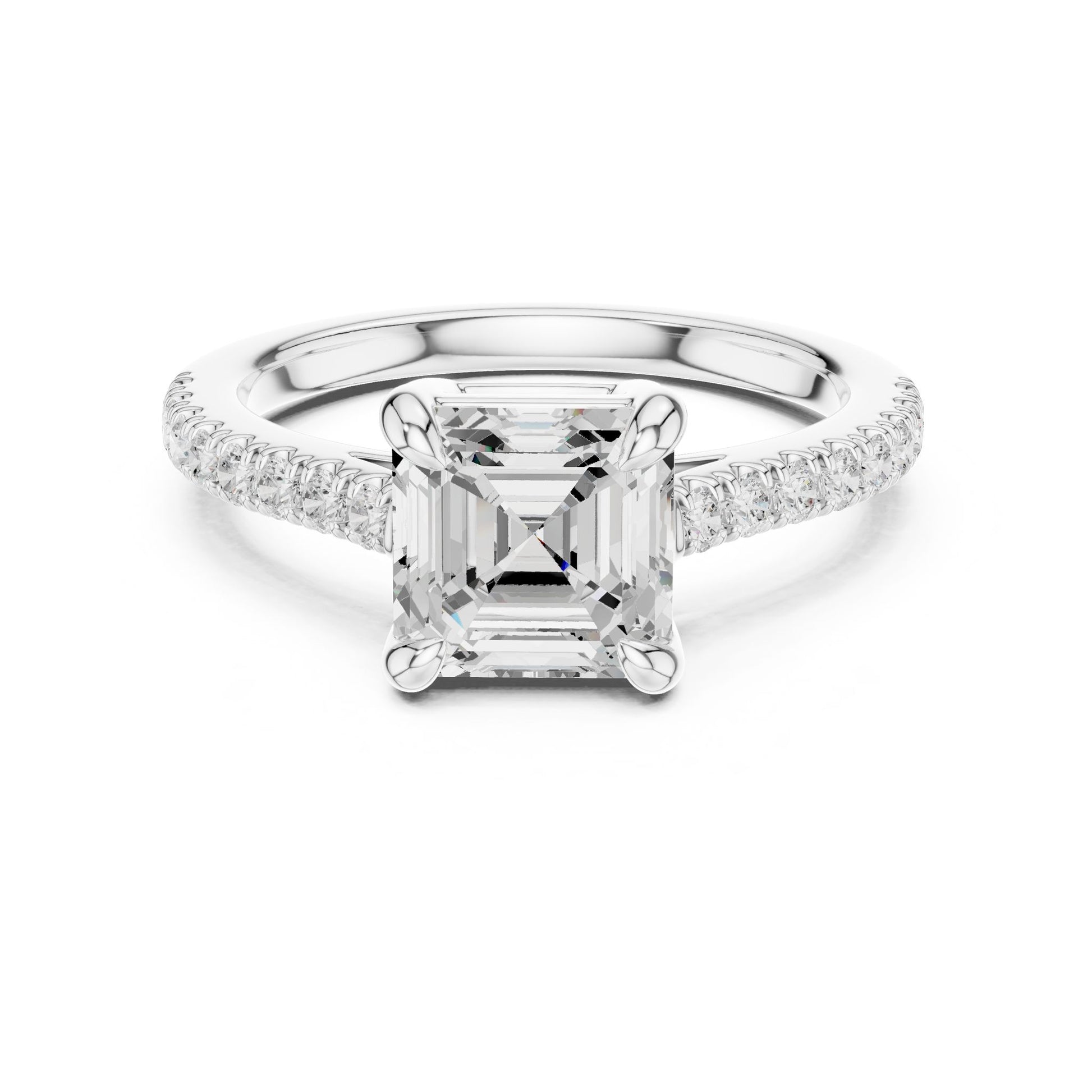 Emerald Lab Grown Diamond Pave Engagement Ring