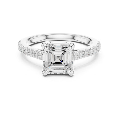 Emerald Lab Grown Diamond Pave Engagement Ring