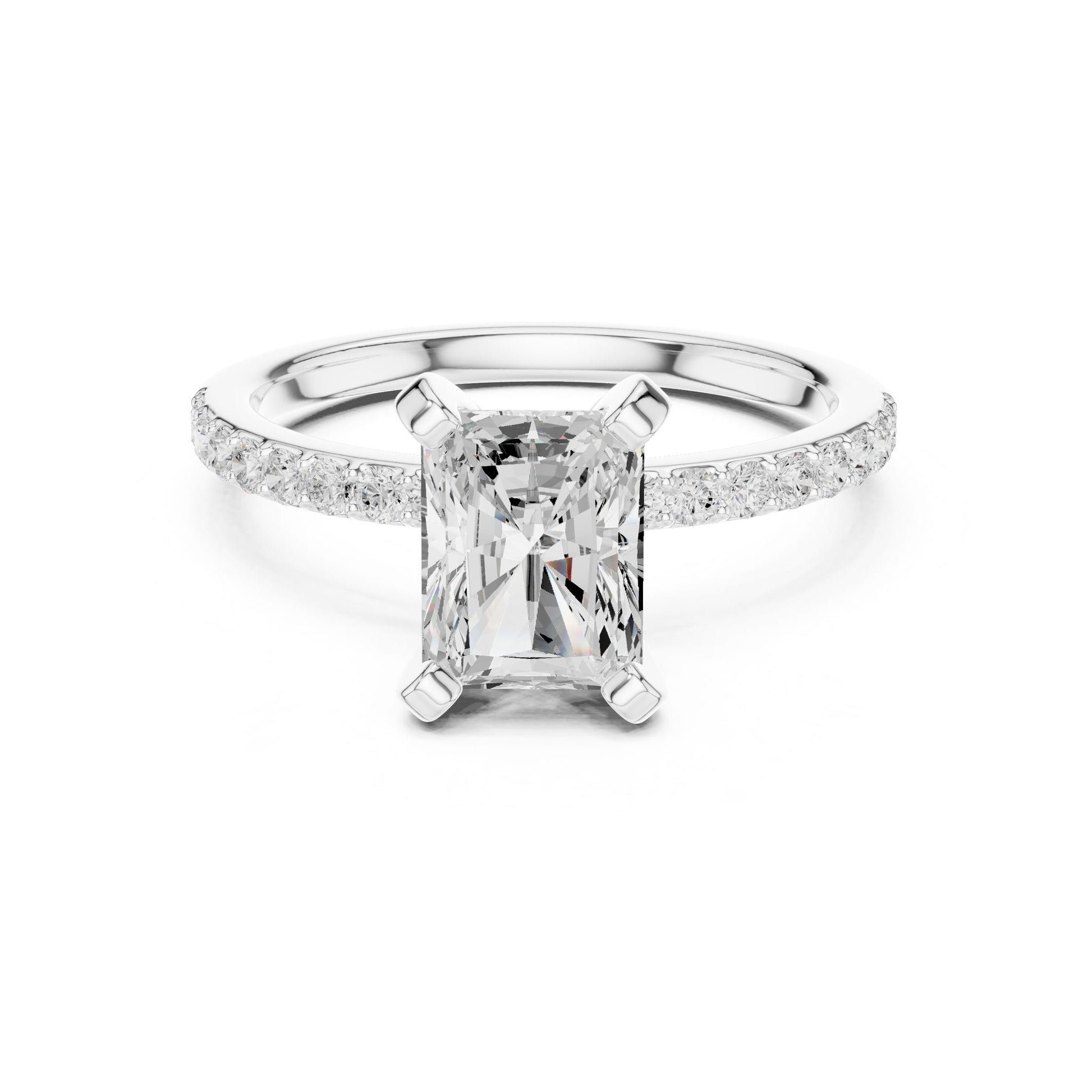 Emerald Lab Grown Diamond Pave Engagement Ring