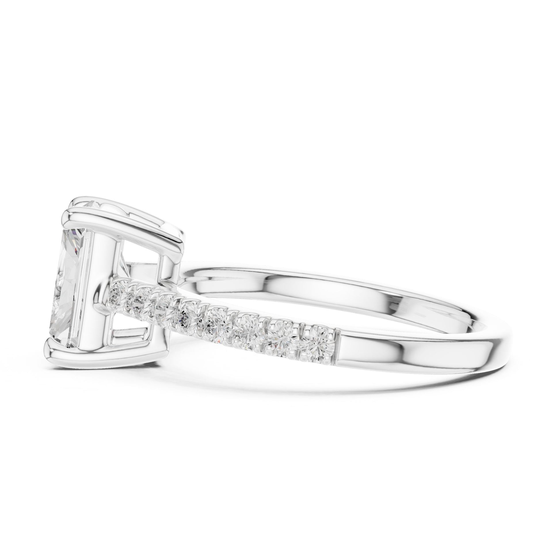 Emerald Lab Grown Diamond Pave Engagement Ring