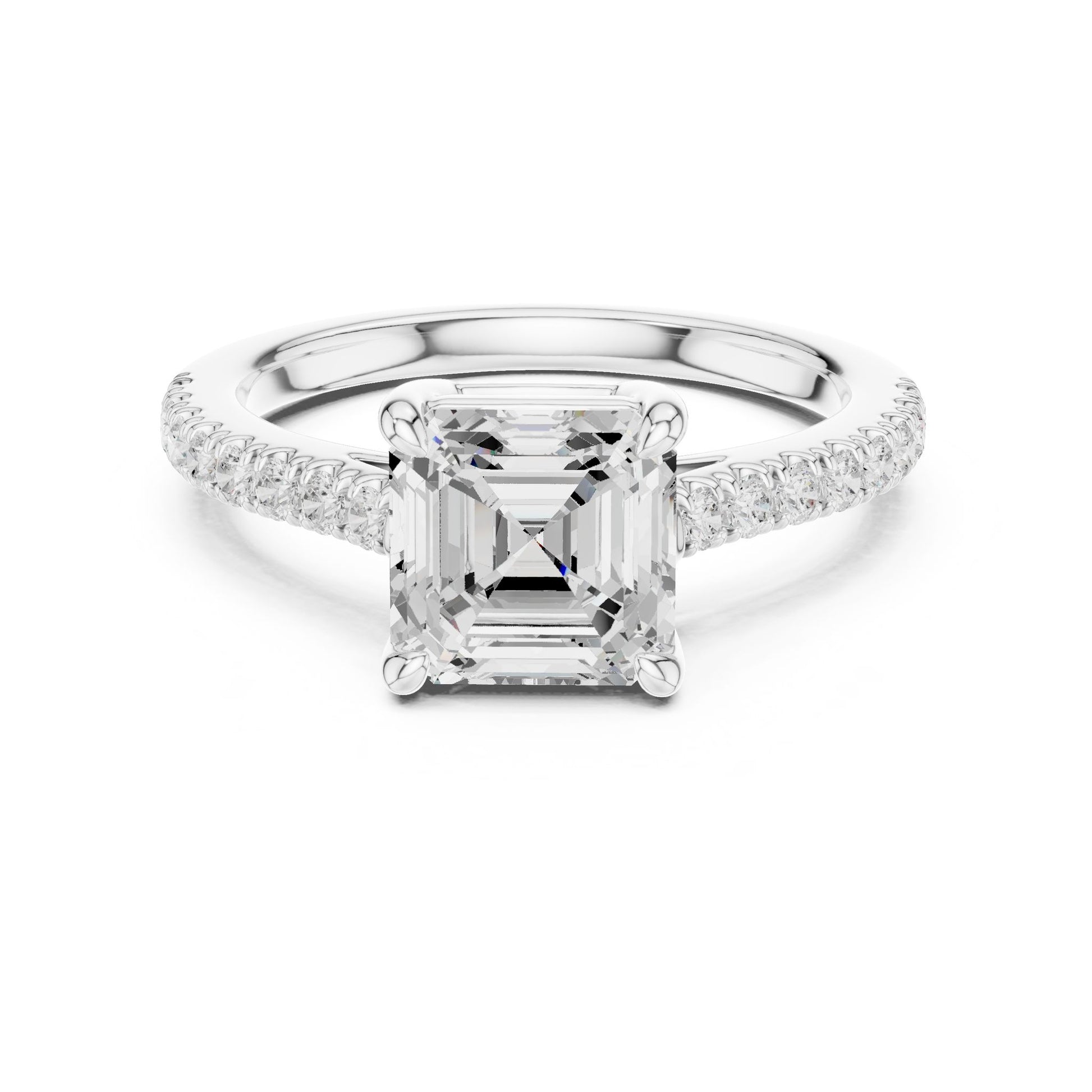 Emerald Lab Grown Diamond Pave Engagement Ring