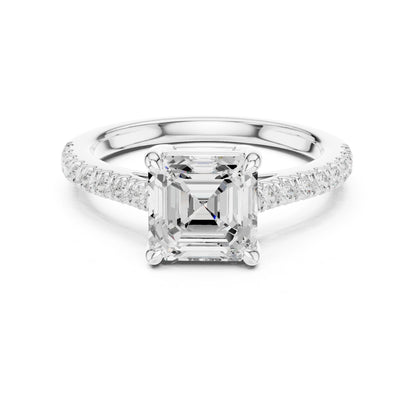 Emerald Lab Grown Diamond Pave Engagement Ring