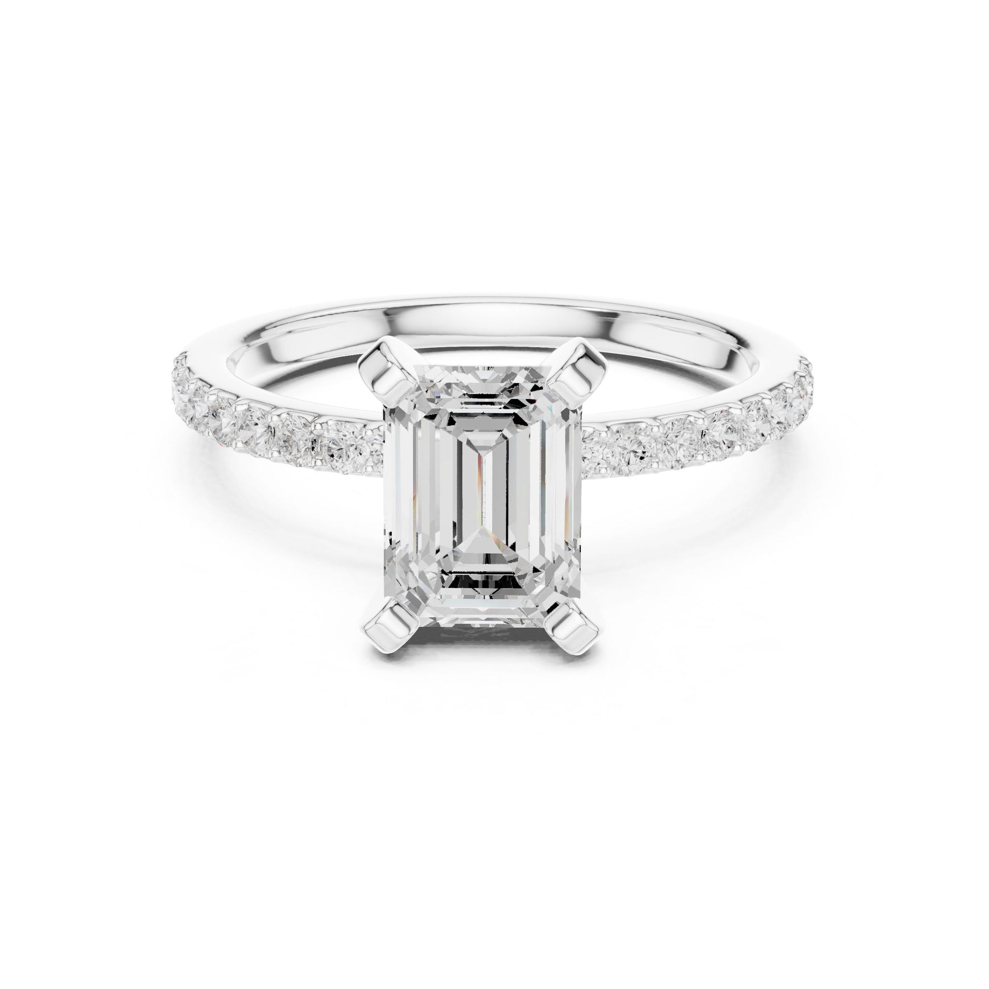 Emerald Lab Grown Diamond Pave Engagement Ring