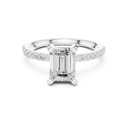 Emerald Lab Grown Diamond Pave Engagement Ring