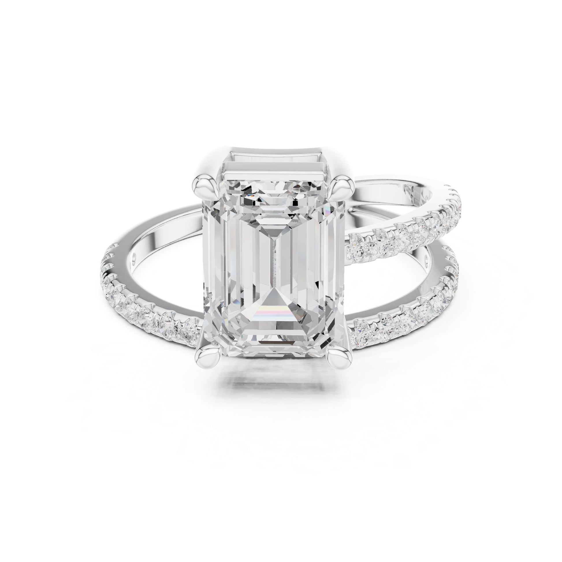 Emerald Lab Grown Diamond Pave Engagement Ring