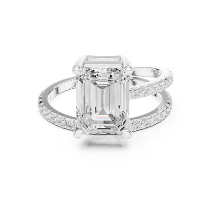 Emerald Lab Grown Diamond Pave Engagement Ring