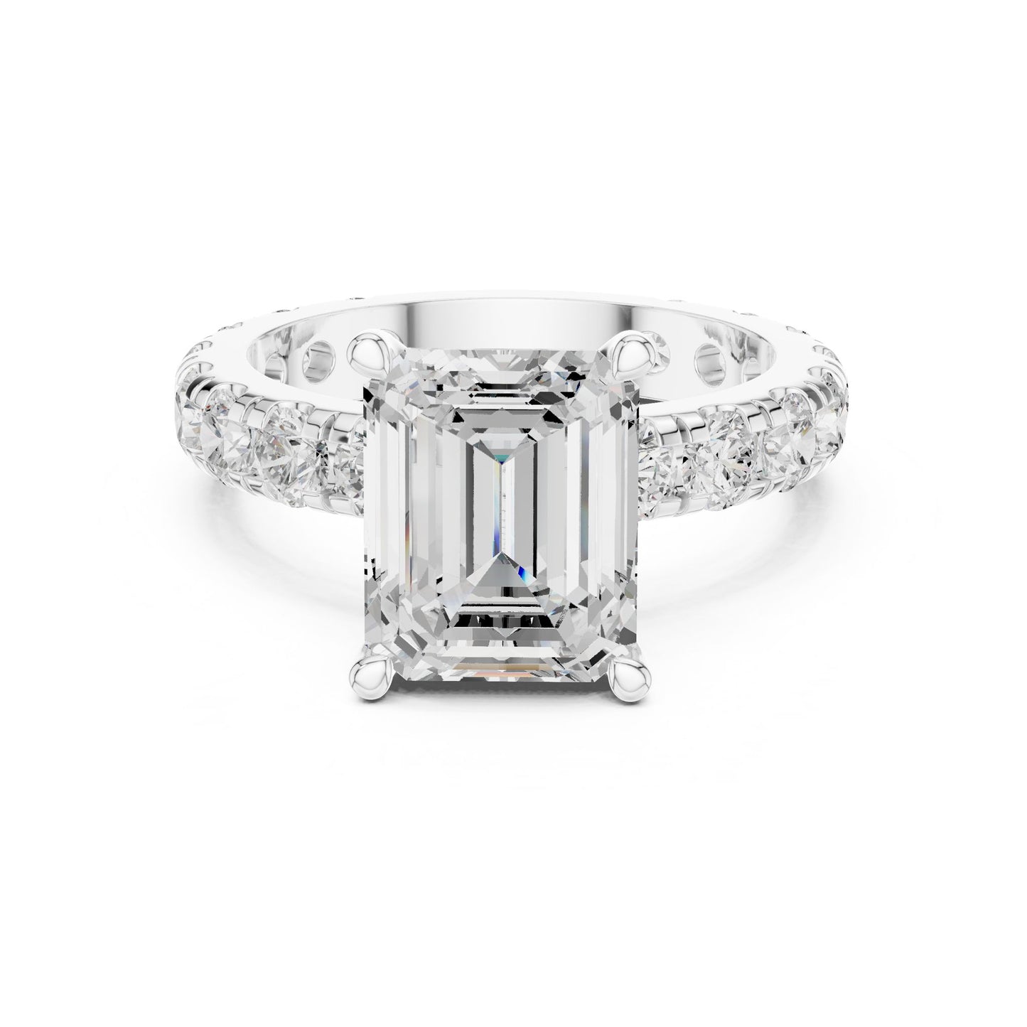 Emerald Lab Grown Diamond Pave Engagement Ring