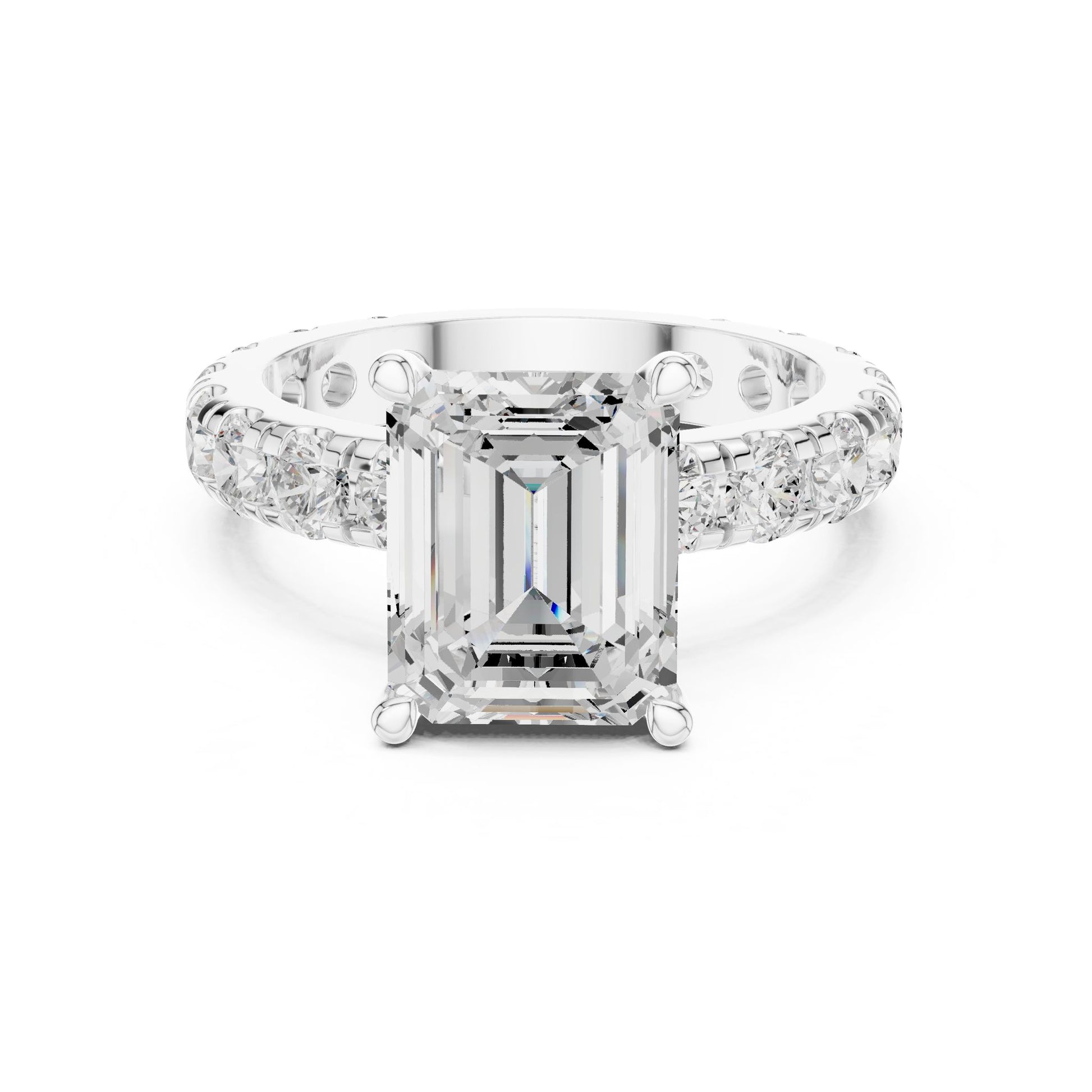 Emerald Lab Grown Diamond Pave Engagement Ring