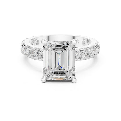 Emerald Lab Grown Diamond Pave Engagement Ring